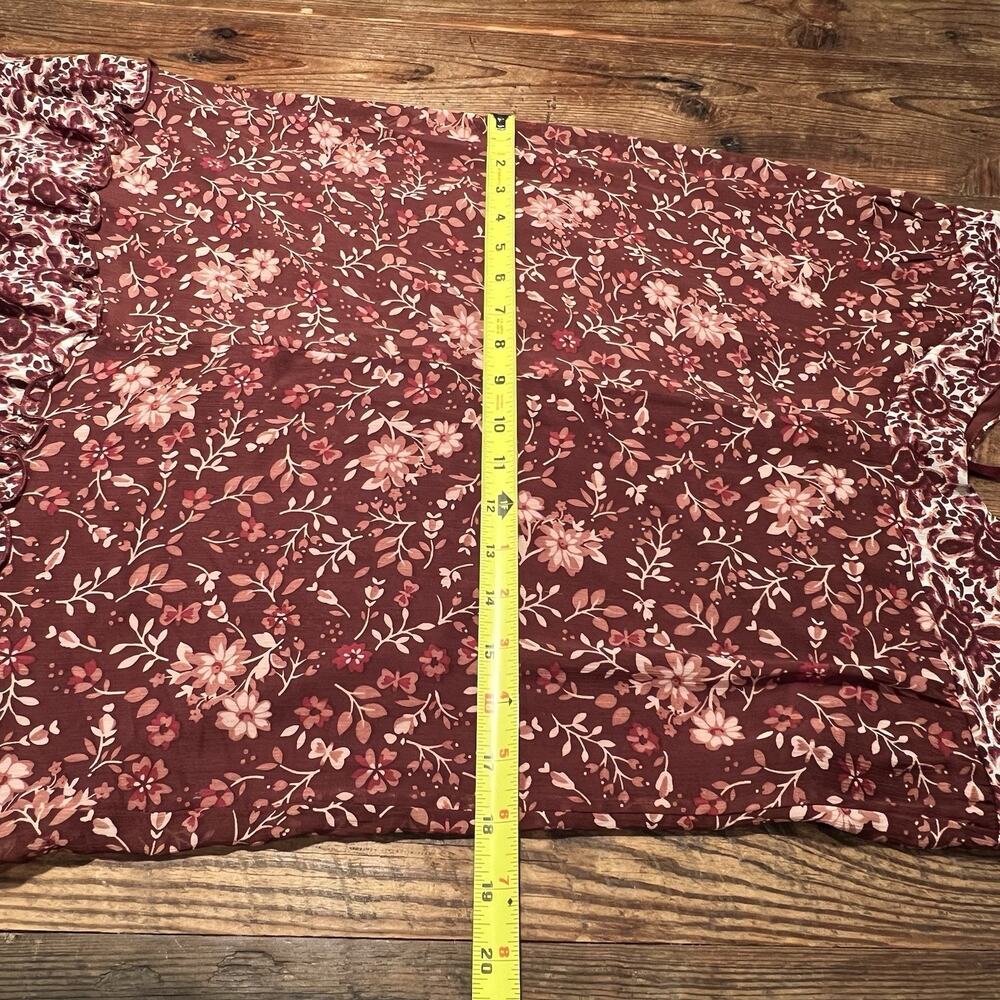 Knox Rose Maxi Dress Tiered Floral Print Mixed Print Strappy Burgundy XS Prairie - Picture 14 of 14